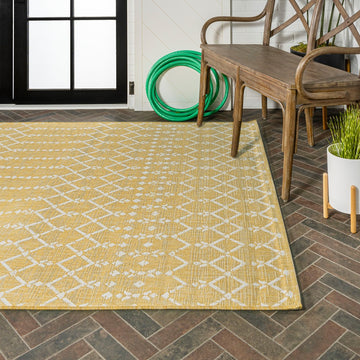 Ourika Moroccan Geometric Textured Weave Indoor/outdoor Area Rug